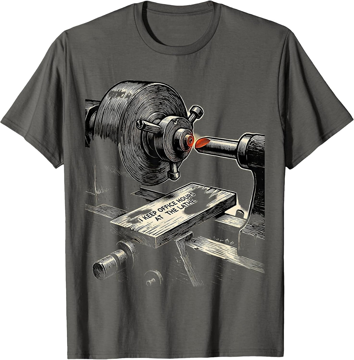 I Keep Office Hours At The Lathe Funny Blacksmith T-Shirt - Asphalt Grey