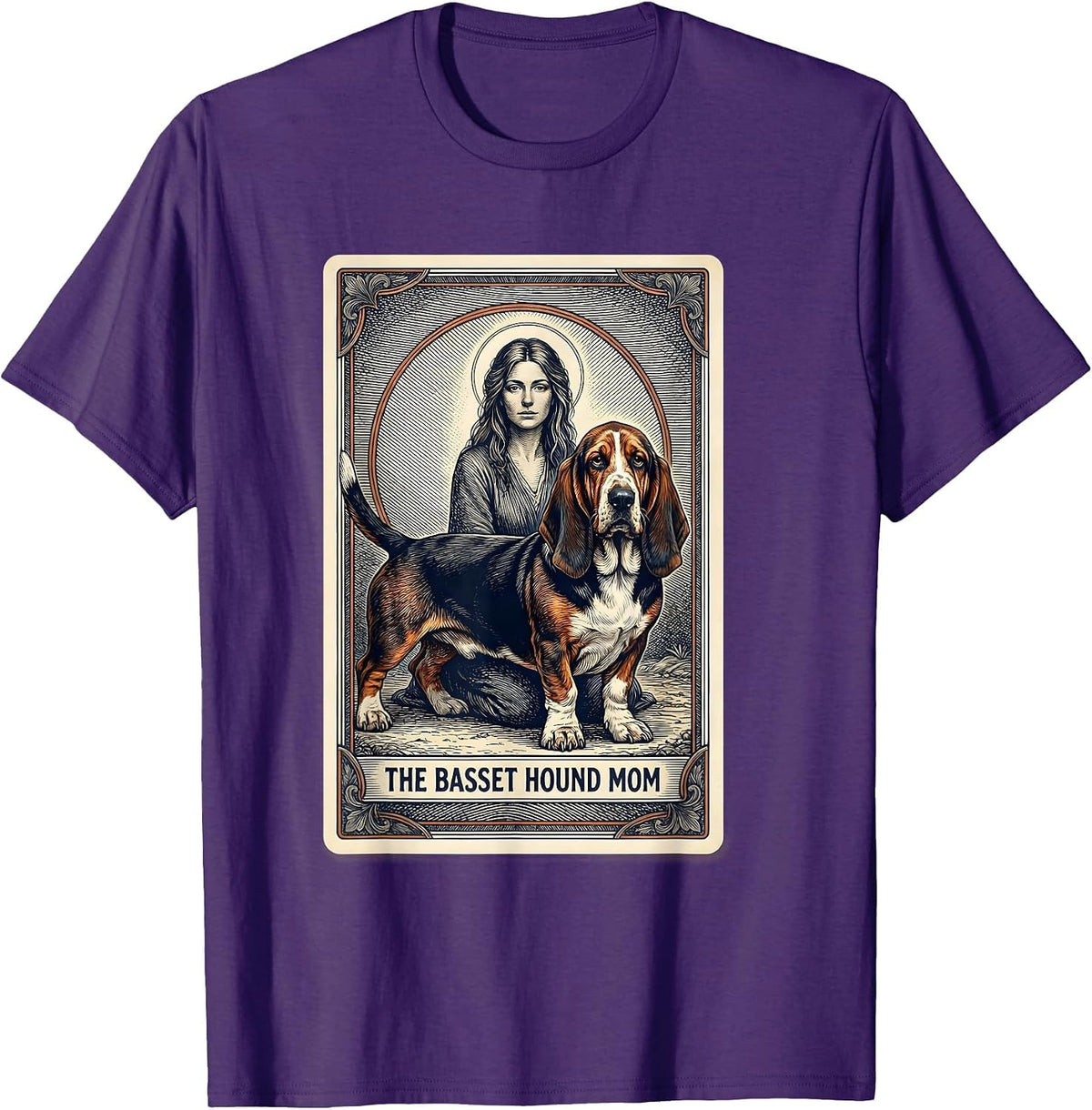 Men's The Basset Hound Mom Tarot Card Dog Mom Halloween T-Shirt - Purple