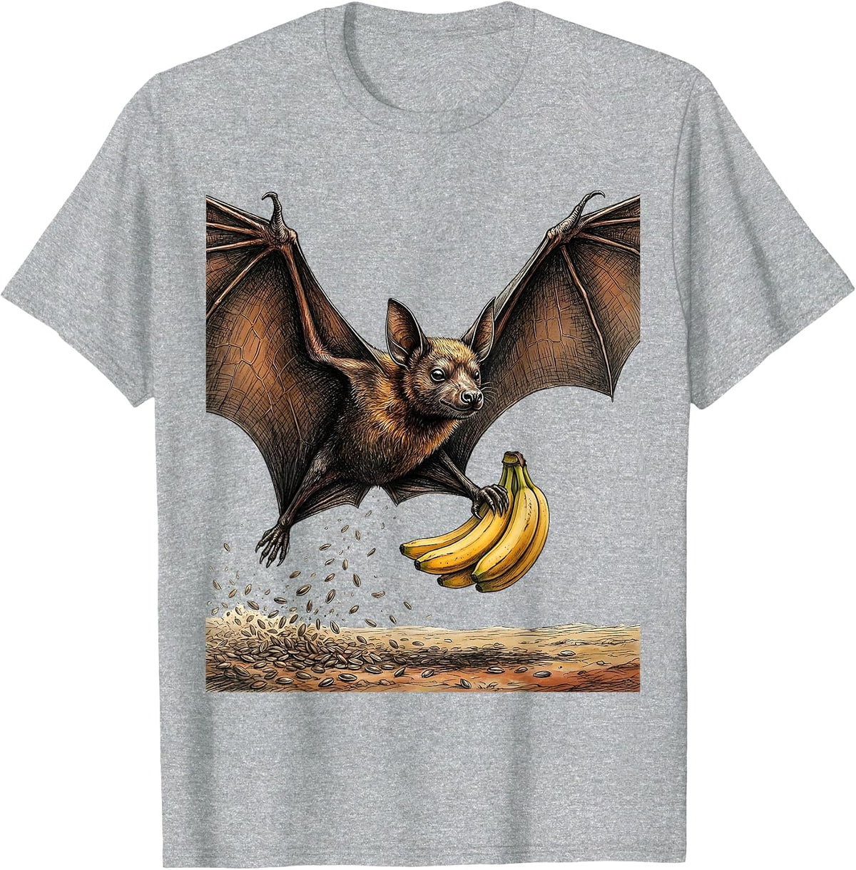 Men's Fruit Bat Nature Lover Halloween Bat Enthusiast T-Shirt - Heather Grey