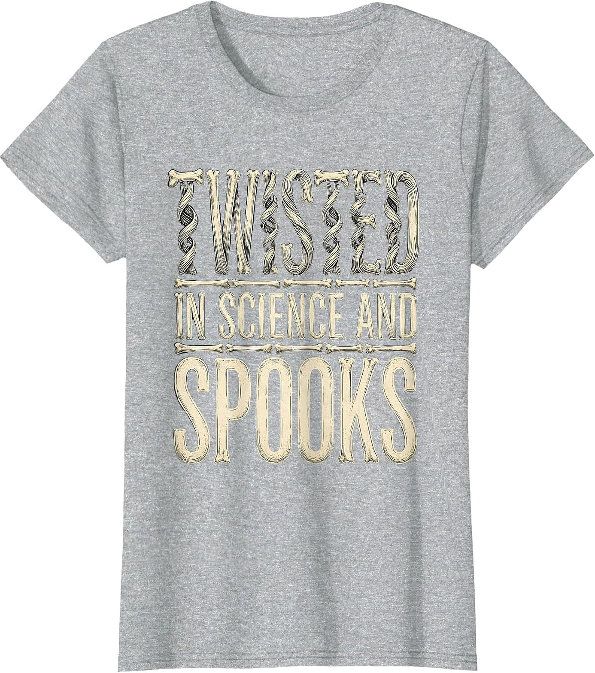 Women's Halloween Teacher DNA Candy Corn Bones Design T-Shirt - Heather Grey