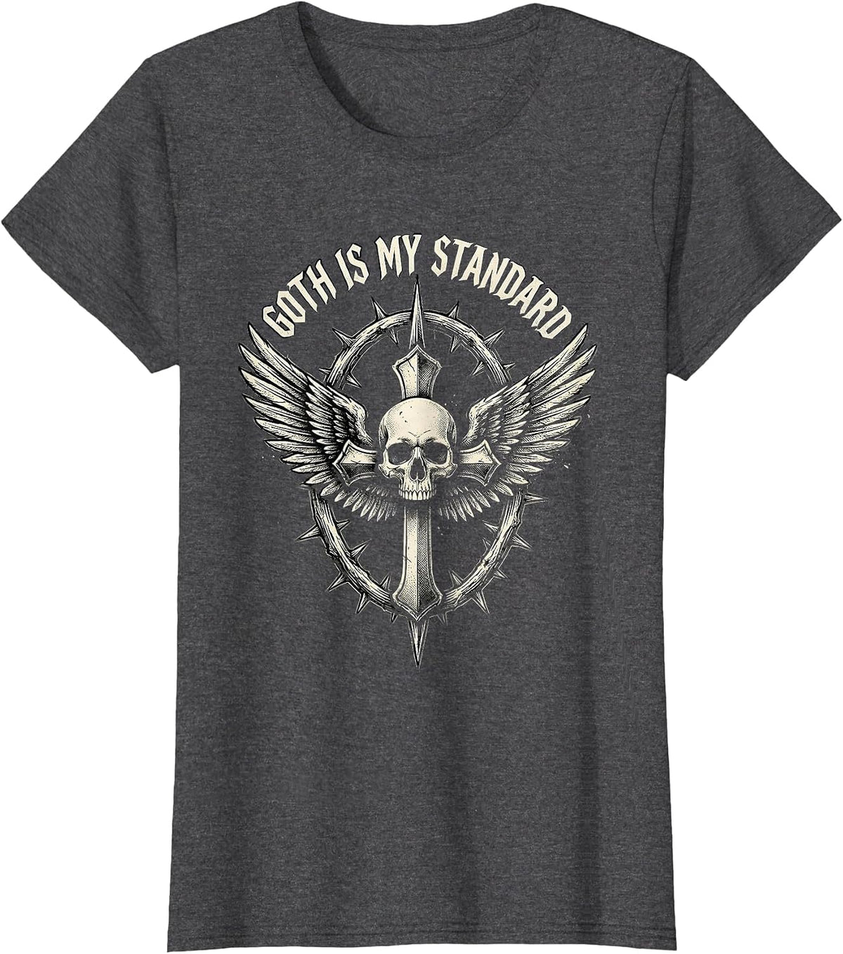 Women's Goth Is My Standard Emblem Y2K Grunge Alt Goth Girl T-Shirt - Dark Heather Grey