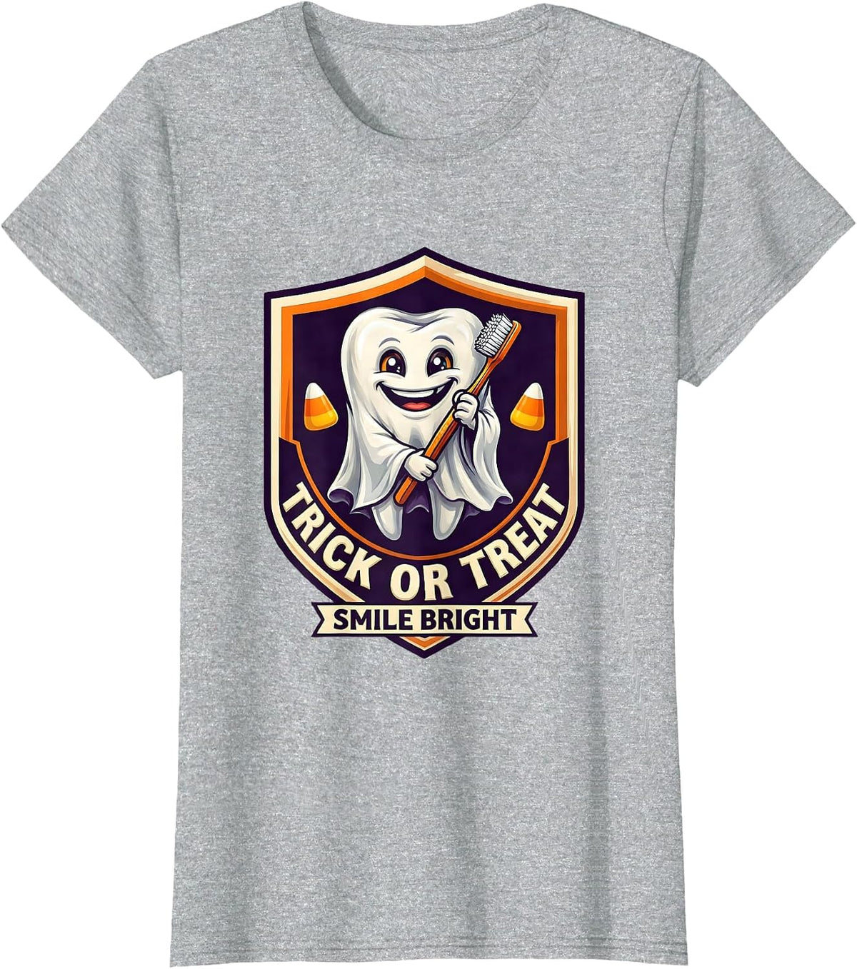 Women's Trick Or Treat Smile Bright Halloween Dentist Costume Dental T-Shirt - Heather Grey