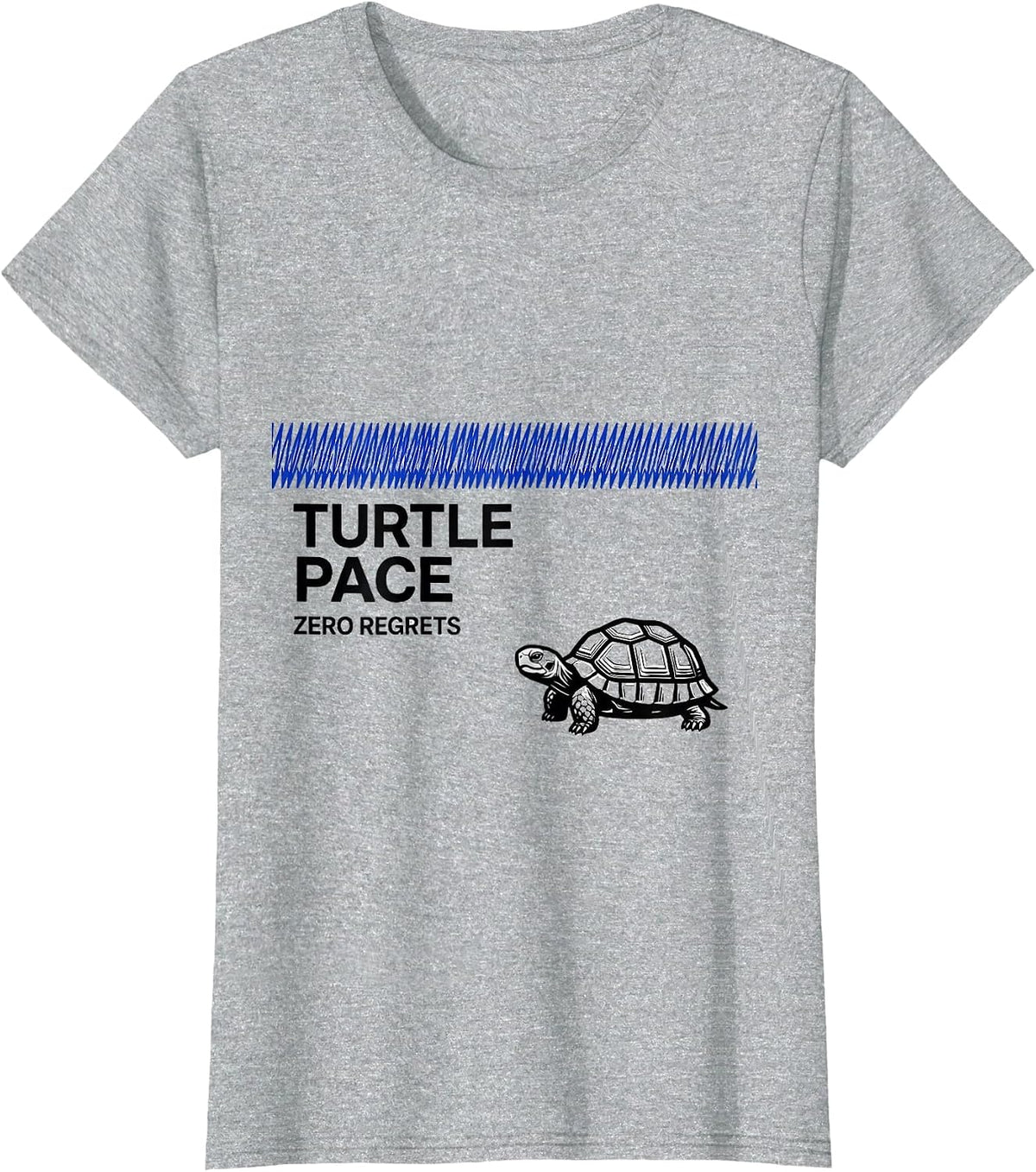 Women's Turtle Pace Zero Regrets Funny Tortoise Lover Humor T-Shirt - Heather Grey