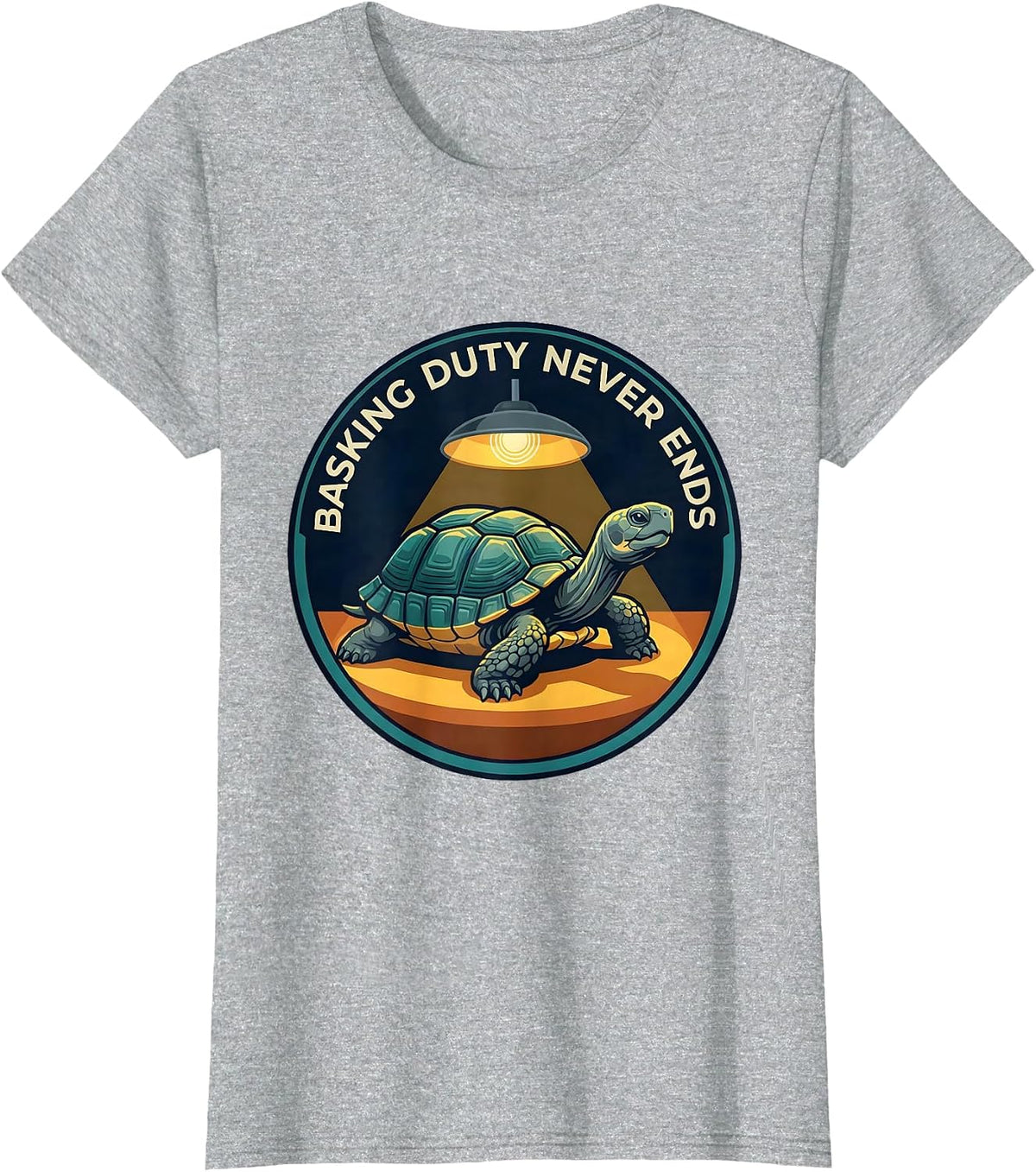 Basking Duty Never Ends Funny Turtle Lover Pet Owner Humor T-Shirt - Heather Grey