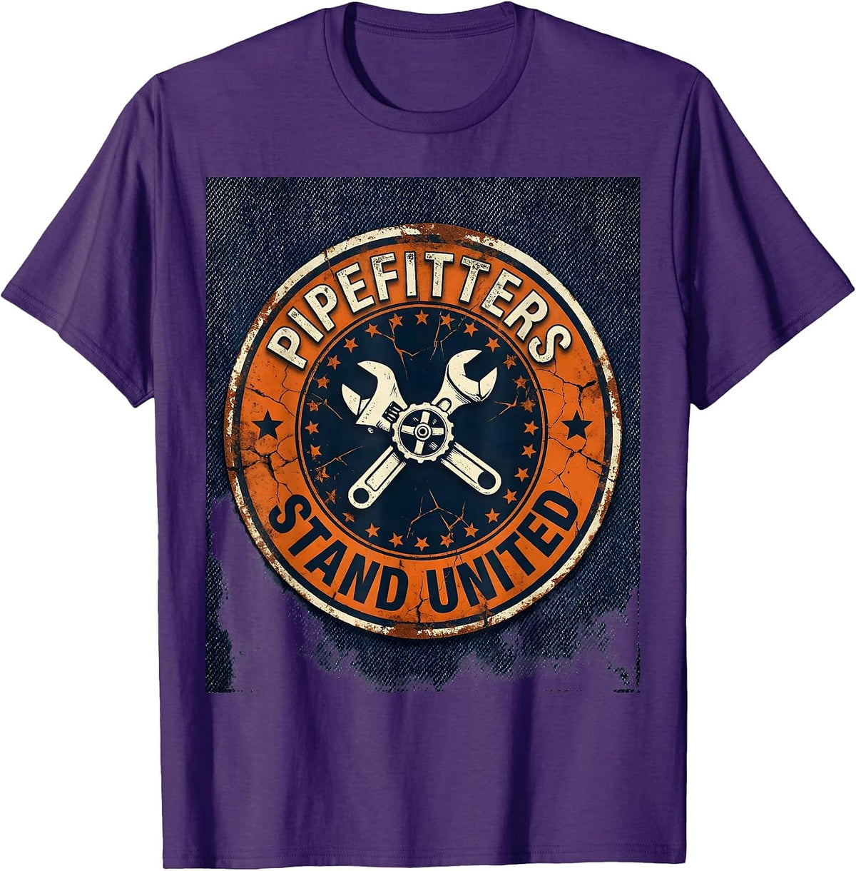 Men's Pipefitters Stand United Distressed Union Worker Solidarity T-Shirt - Purple