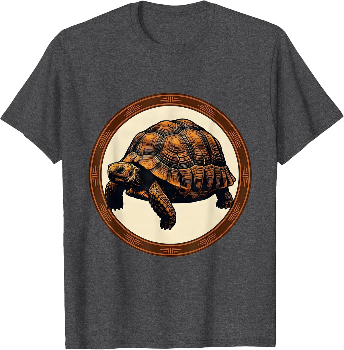 Men's Desert Tortoise Cracked Saddle Shell Western Art T-Shirt - Dark Heather Grey