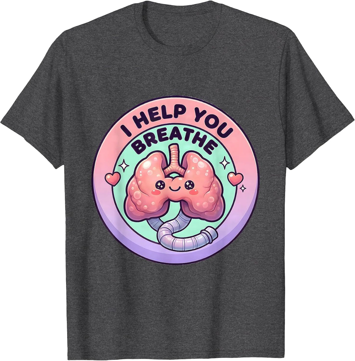 Men's I Help You Breathe Cute Kawaii Respiratory Therapist RT T-Shirt - Dark Heather Grey