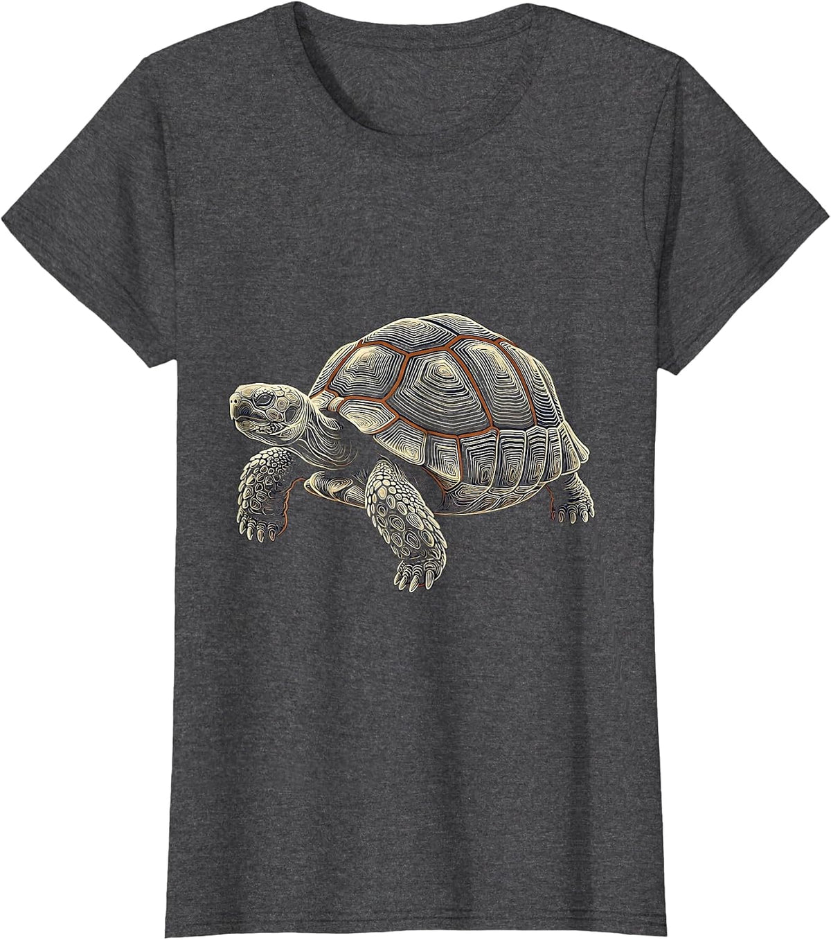 Women's Tortoise Contour Art Turtle Lover Gift T-Shirt - Dark Heather Grey