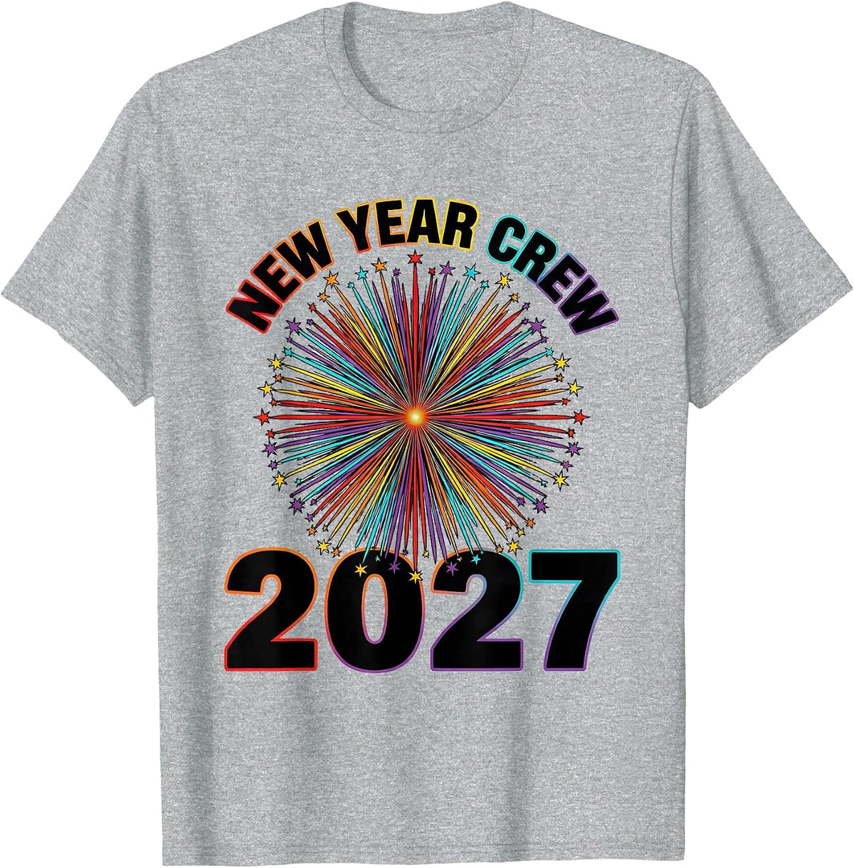 Men's New Year Crew 2027 Colorful Family Party Keepsake T-Shirt - Heather Grey