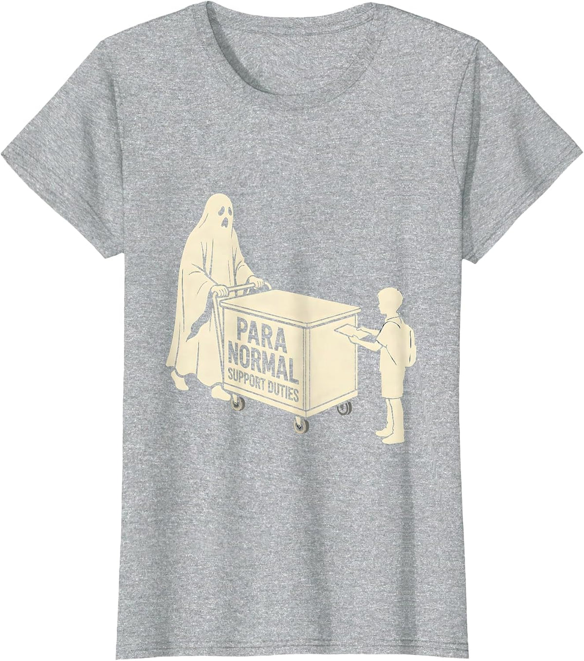 Para Normal Support Duties Ghost Paraprofessional Halloween T-Shirt - Heather Grey