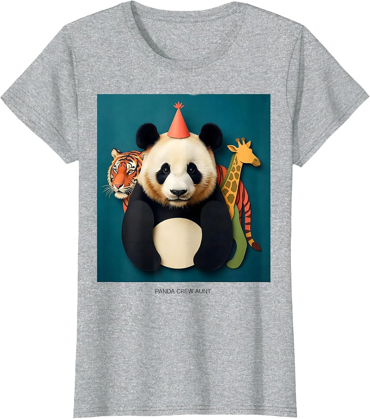 Women's Panda Crew Aunt Cute Safari Zoo Animal Party Birthday T-Shirt - Heather Grey