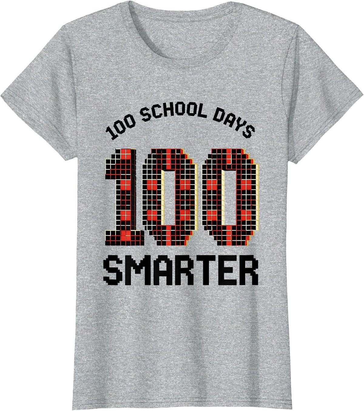 100 School Days Smarter Pixel Art School Milestone 100th Day T-Shirt - Heather Grey