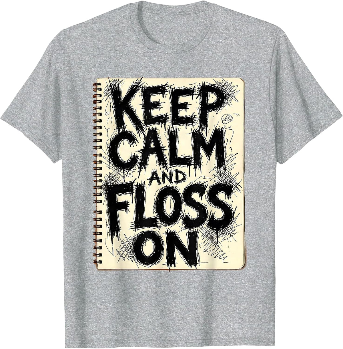 Men's Keep Calm and Floss On Halloween Dental Design T-Shirt - Heather Grey