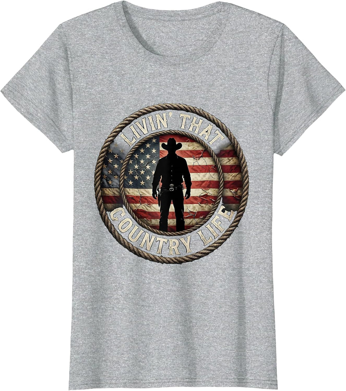 Livin' That Country Life Rustic Design T-Shirt - Heather Grey