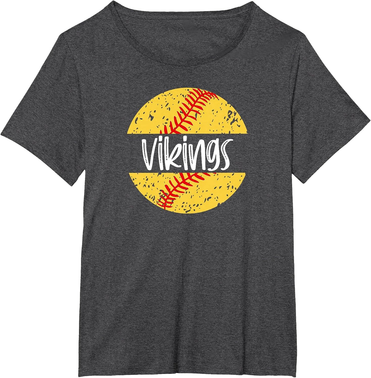 Vikings Softball Team Mascot School Spirit Game Day T-Shirt - Dark Heather Grey