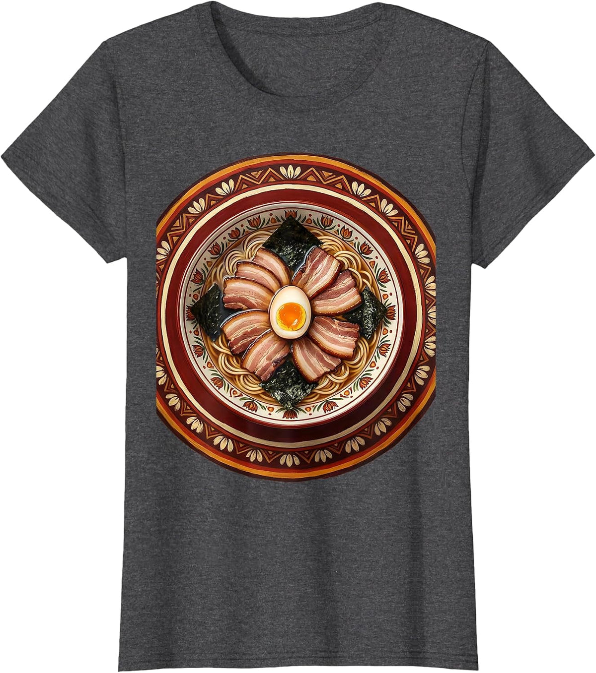 Women's Steaming Ramen Bowl Overhead View Graphic T-Shirt - Dark Heather Grey