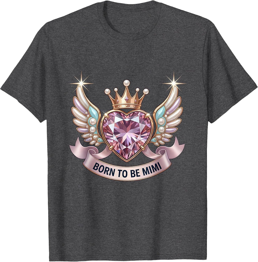 Men's Born to Be Mimi Grandma Gift Design T-Shirt - Dark Heather Grey