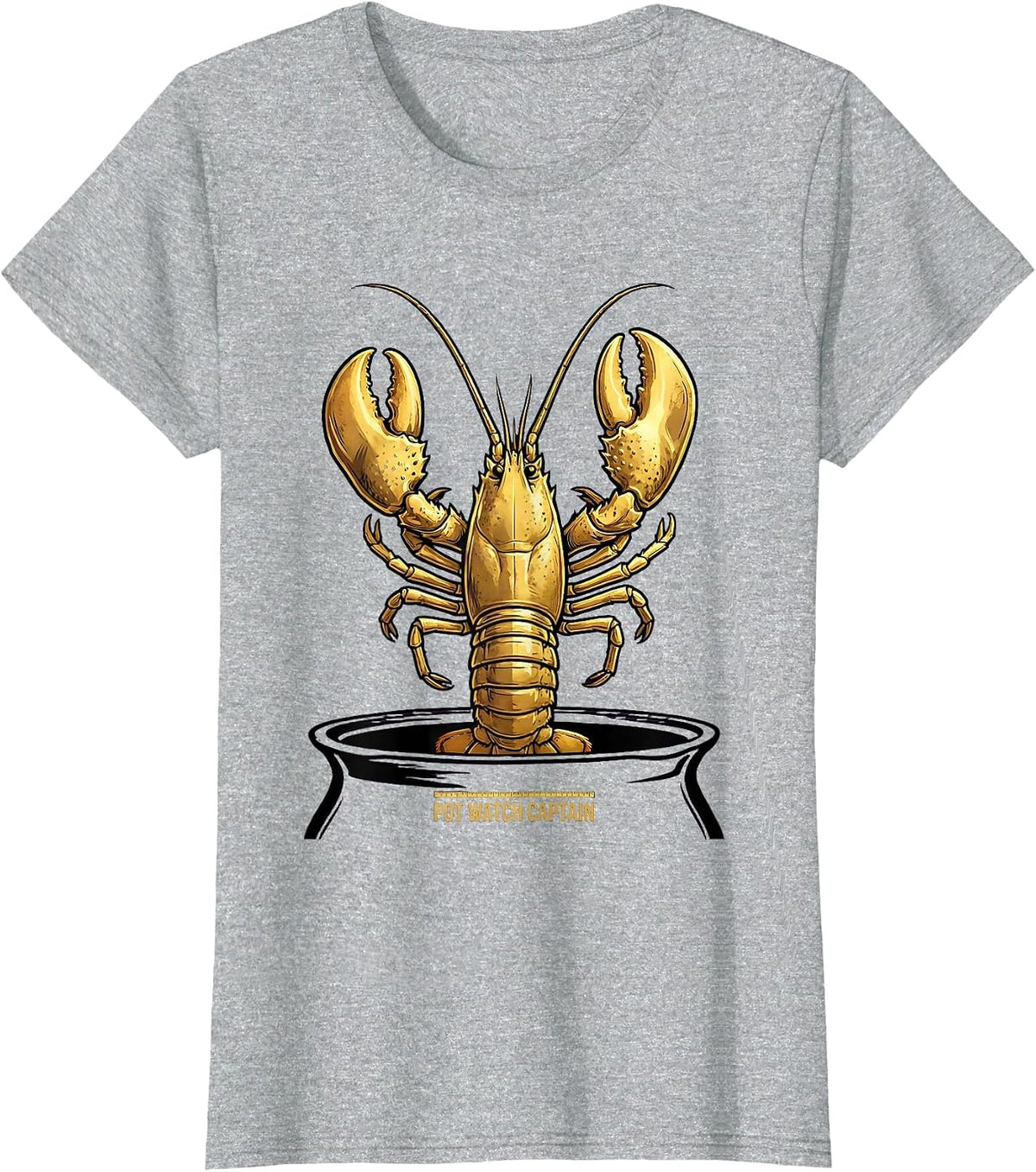 Pot Watch Captain Funny Mardi Gras Crawfish Carnival Humor T-Shirt - Heather Grey