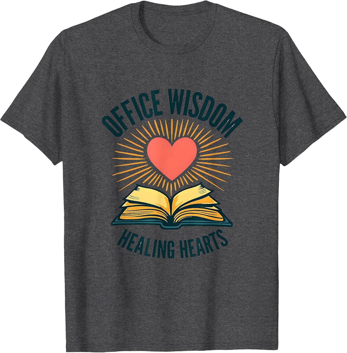Office Wisdom Healing Hearts School Counselor T-Shirt - Dark Heather Grey