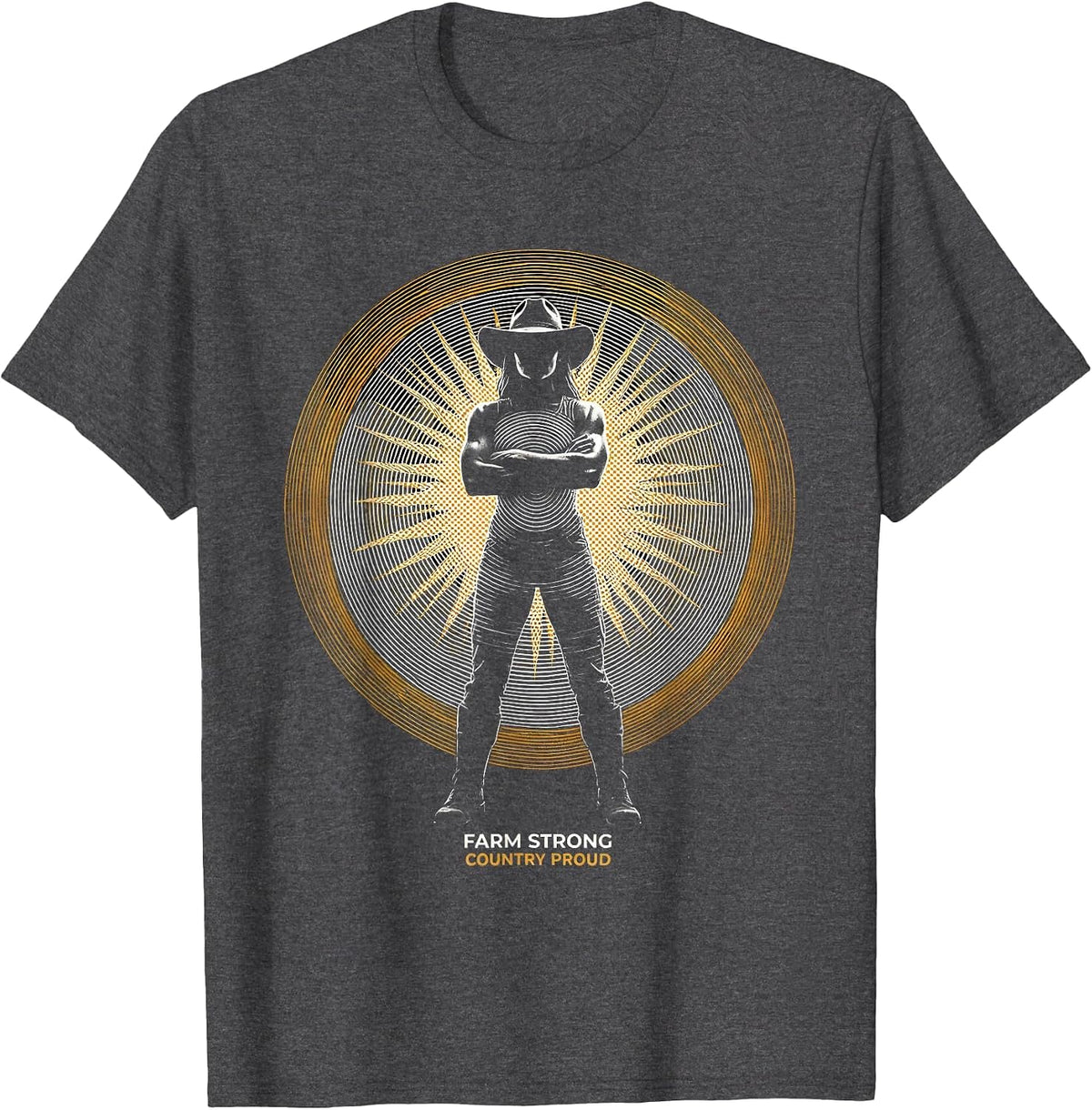Men's Farm Strong Country Proud Country Women Design T-Shirt - Dark Heather Grey