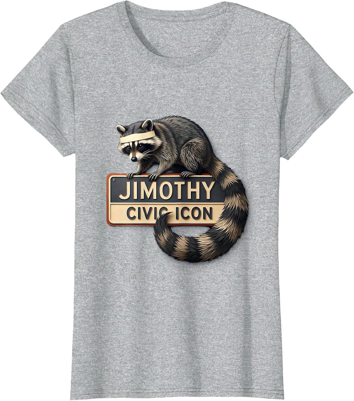 Jimothy Civic Icon Funny Raccoon Meme Trash Panda Wildlife T-Shirt - Heather Grey