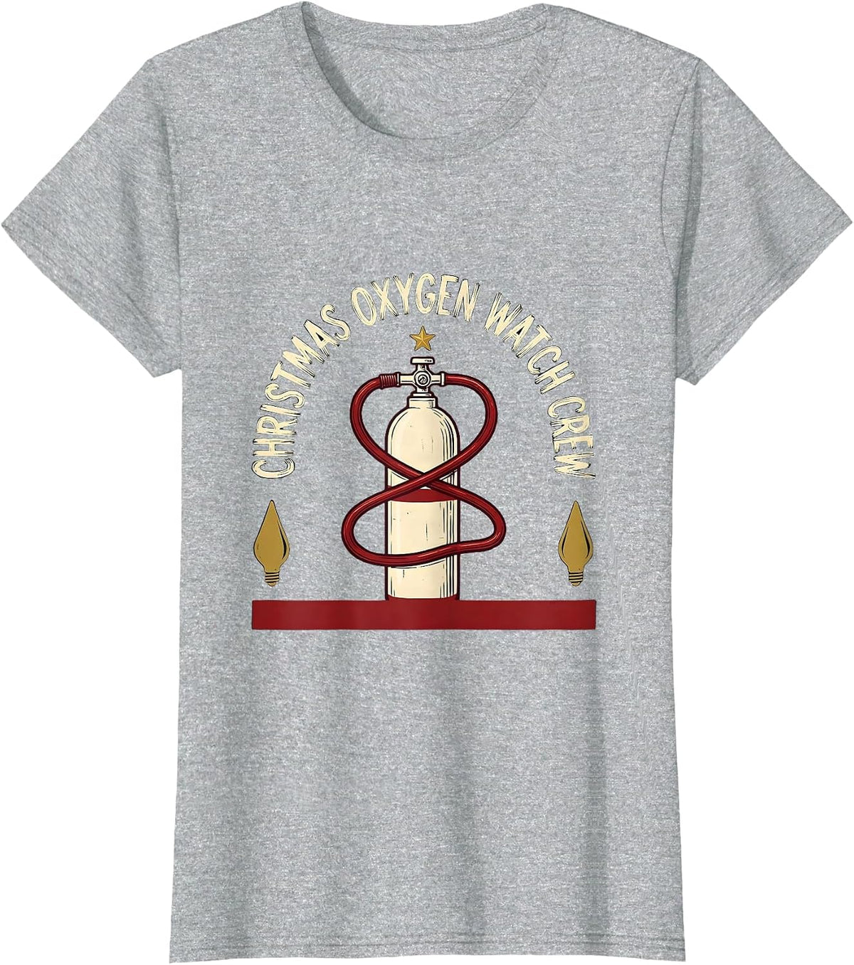 Christmas Oxygen Watch Crew Funny Respiratory Therapist RT T-Shirt - Heather Grey