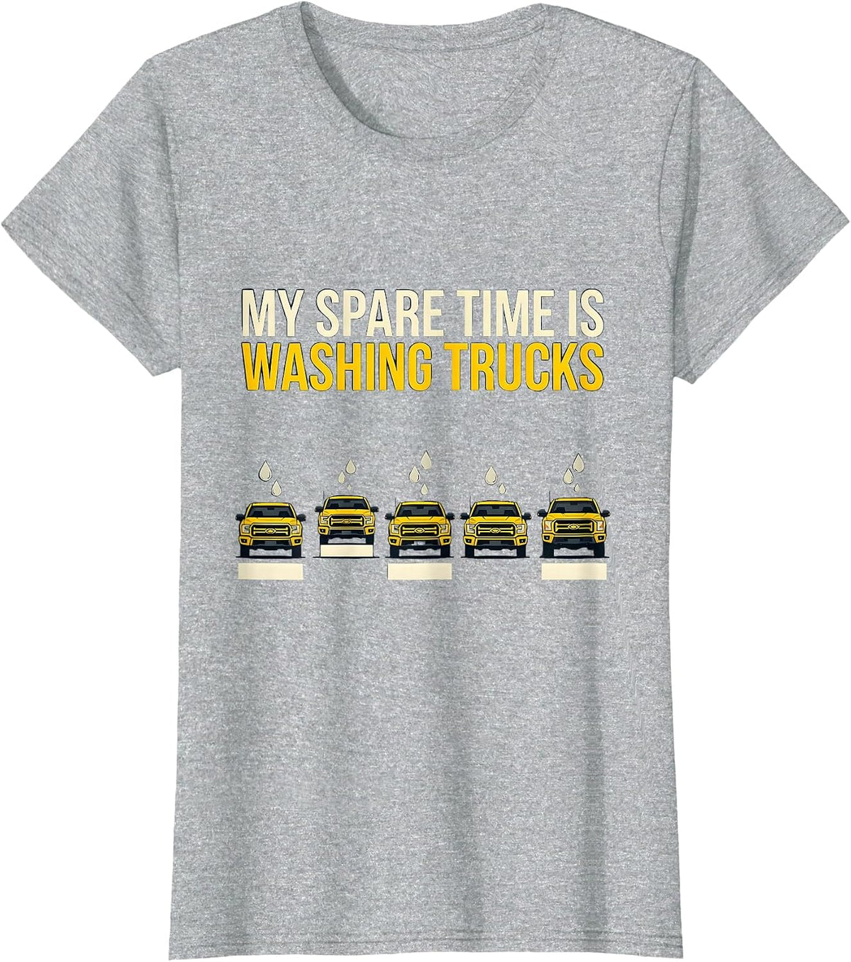 Women's My Spare Time Is Washing Trucks Funny Car Enthusiast Car Guy T-Shirt - Heather Grey