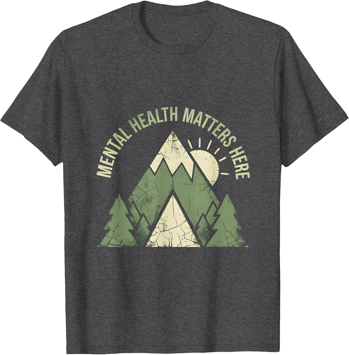 Mental Health Matters Here School Counselor Design T-Shirt - Dark Heather Grey