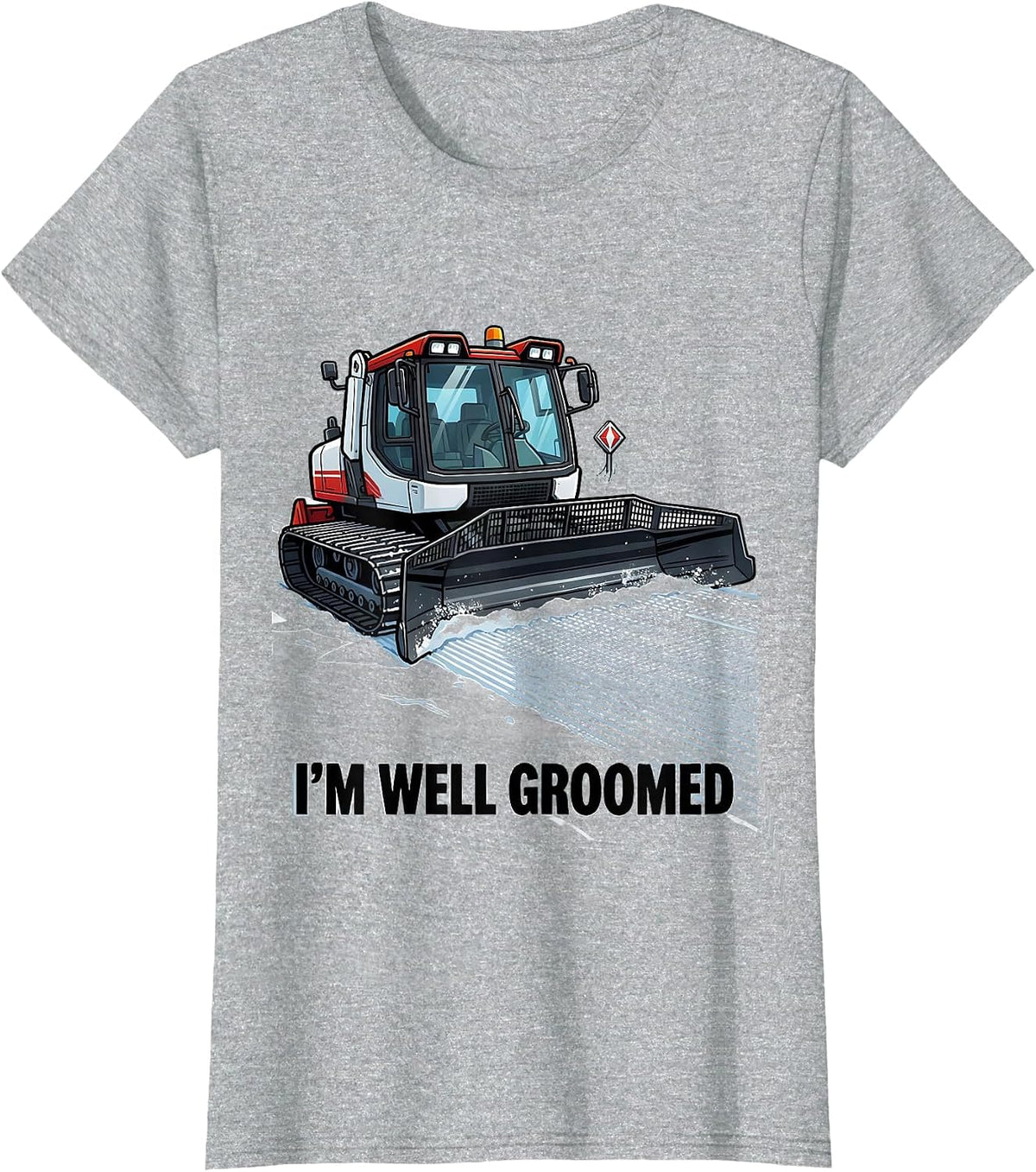 Women's I'm Well Groomed Cartoon Ski Snowboarder Humor Gift T-Shirt - Heather Grey