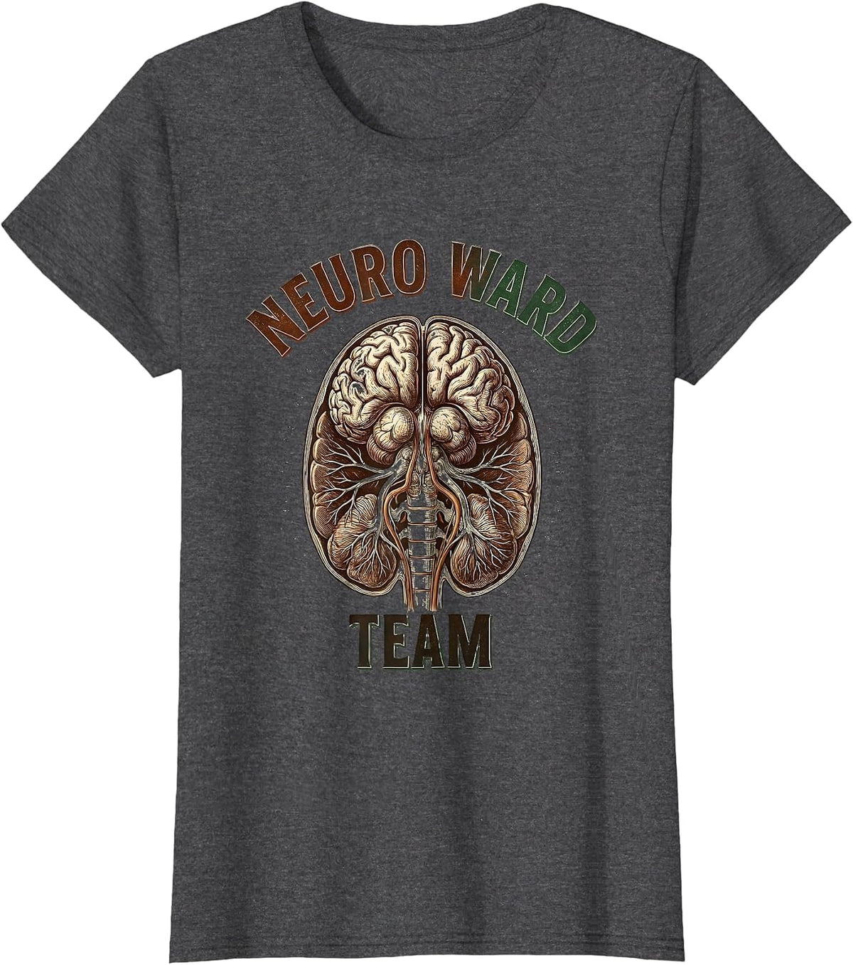 Women's Neuro Ward Team Vintage Human Anatomy Brain Science Student T-Shirt - Dark Heather Grey