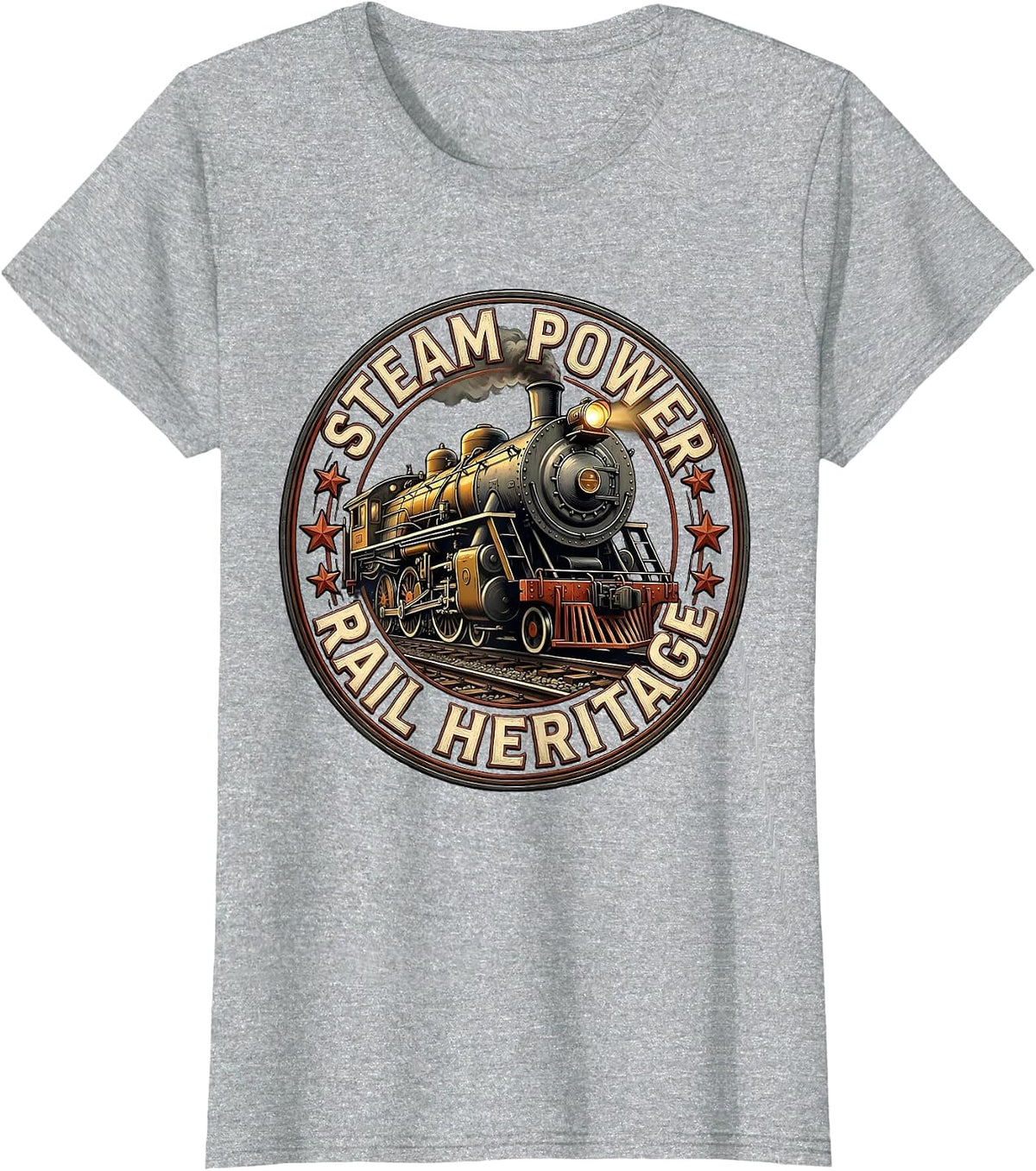 Steam Power Rail Heritage Big Boy 4014 Train Engineer T-Shirt - Heather Grey