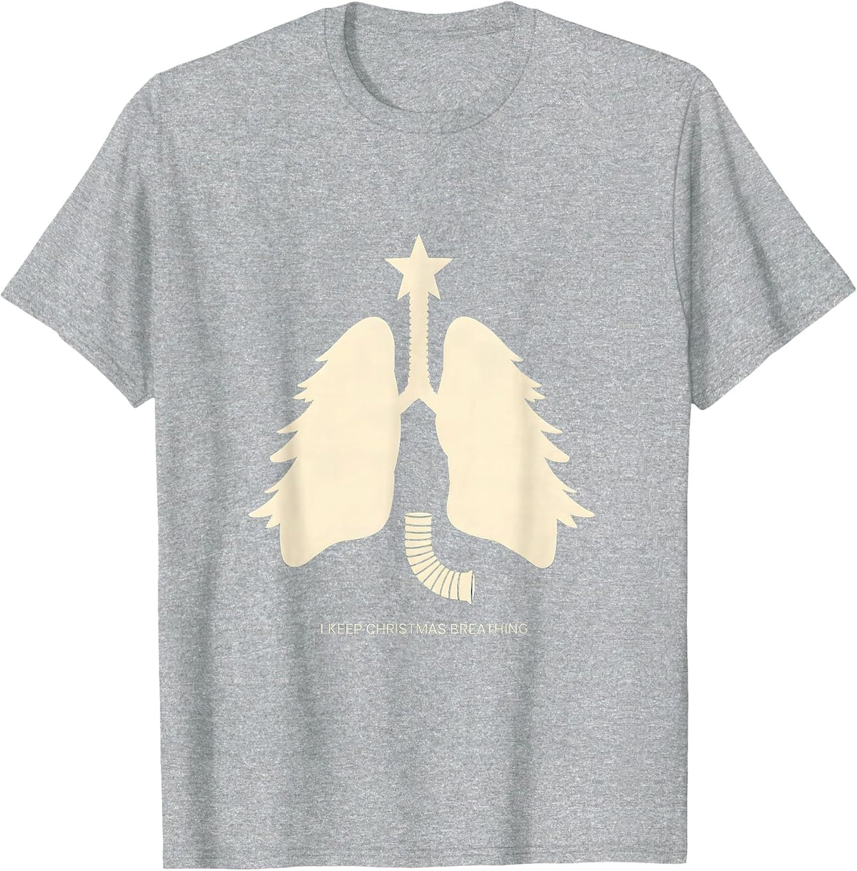 Men's I Keep Christmas Breathing Funny Respiratory Therapist Lung T-Shirt - Heather Grey