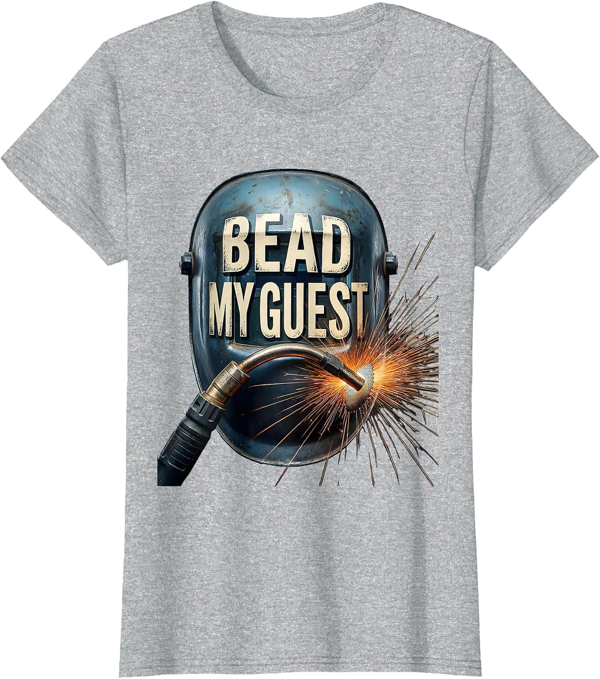 Women's Bead My Guest Vintage Welder Trade Pride Humor T-Shirt - Heather Grey