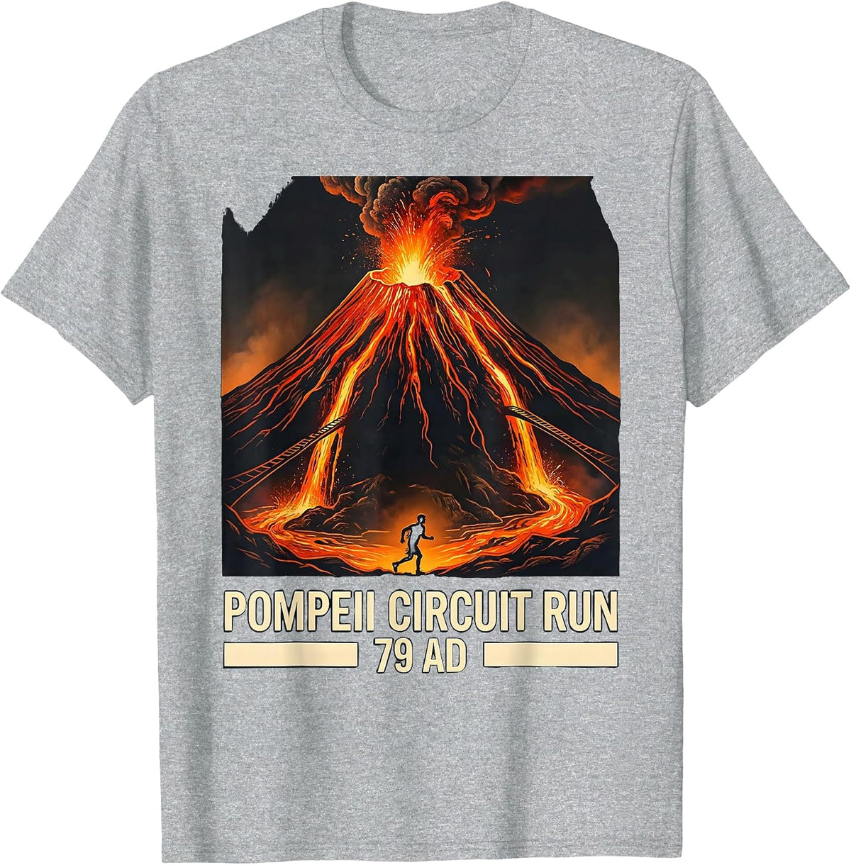 Men's Pompeii Circuit Run 79 AD Funny Volcano Geography T-Shirt - Heather Grey