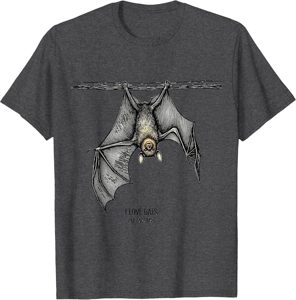 I Love Bats All Seasons Vintage Bat Lover Halloween Nature T-Shirt - Dark Heather Grey