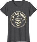 Women's Cute But Creepy Girl Halloween Spooky Design T-Shirt - Dark Heather Grey