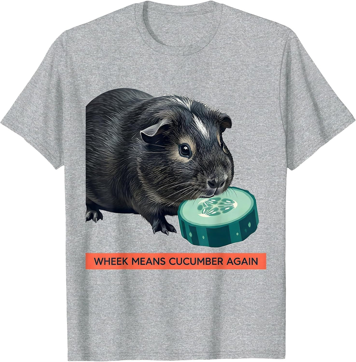 Men's Wheek Means Cucumber Again Funny Guinea Pig Pet Lover Humor T-Shirt - Heather Grey