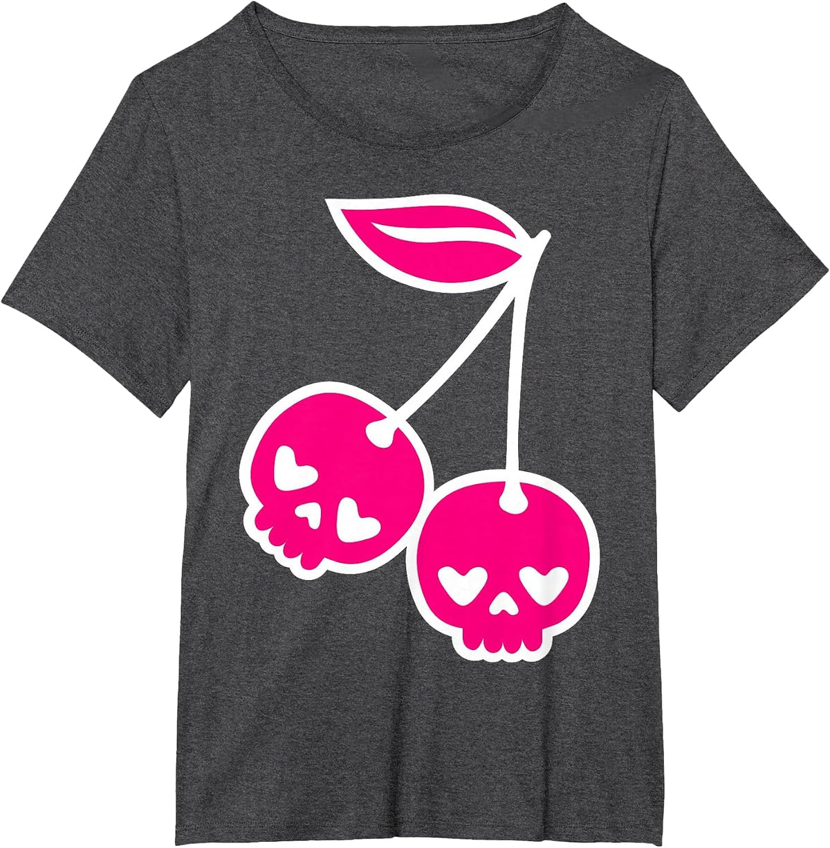Pastel Goth Kawaii Punk Cherry Skulls T-Shirt - Dark Heather Grey