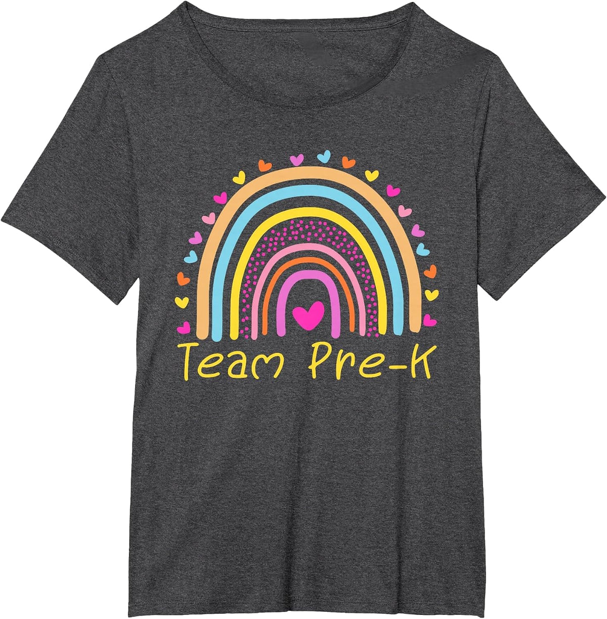 Back to School Team Pre-K Squad Crew Teacher Rainbow T-Shirt - Dark Heather Grey
