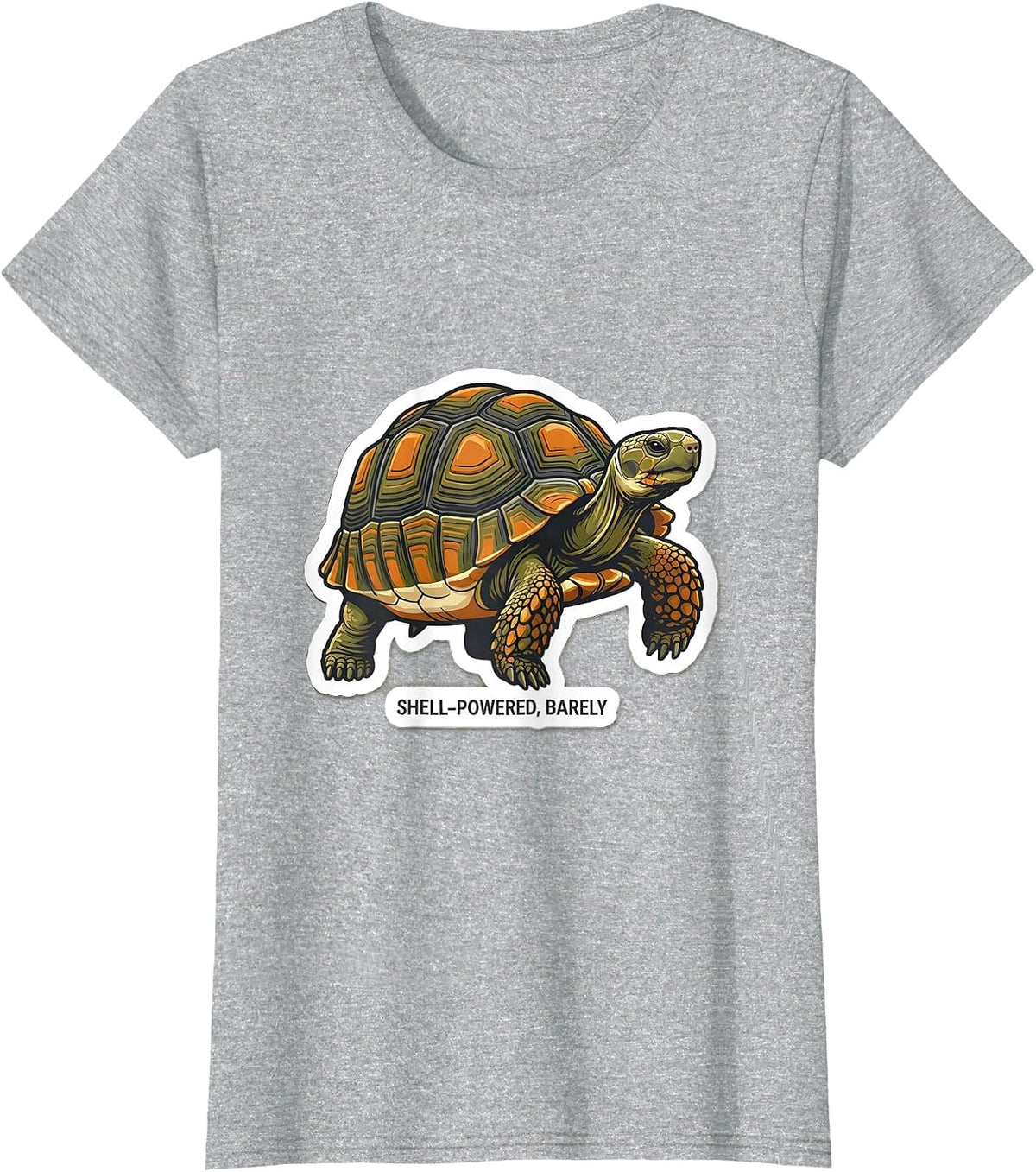 Women's Shell-Powered, Barely Funny Tortoise Lover Reptile Gift T-Shirt - Heather Grey