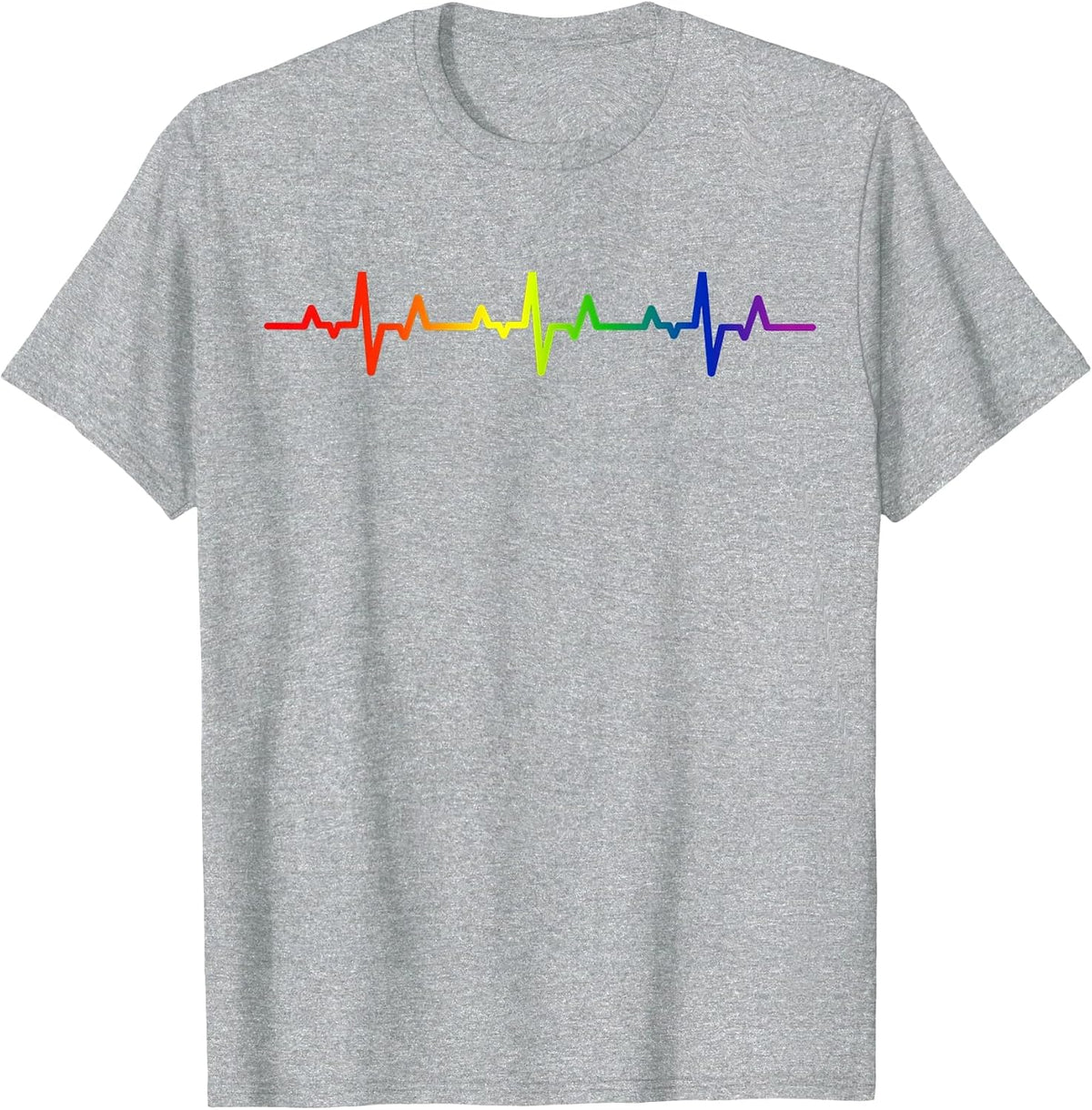Gay Heartbeat Pride Rainbow Flag LGBTQ T-Shirt - Heather Grey