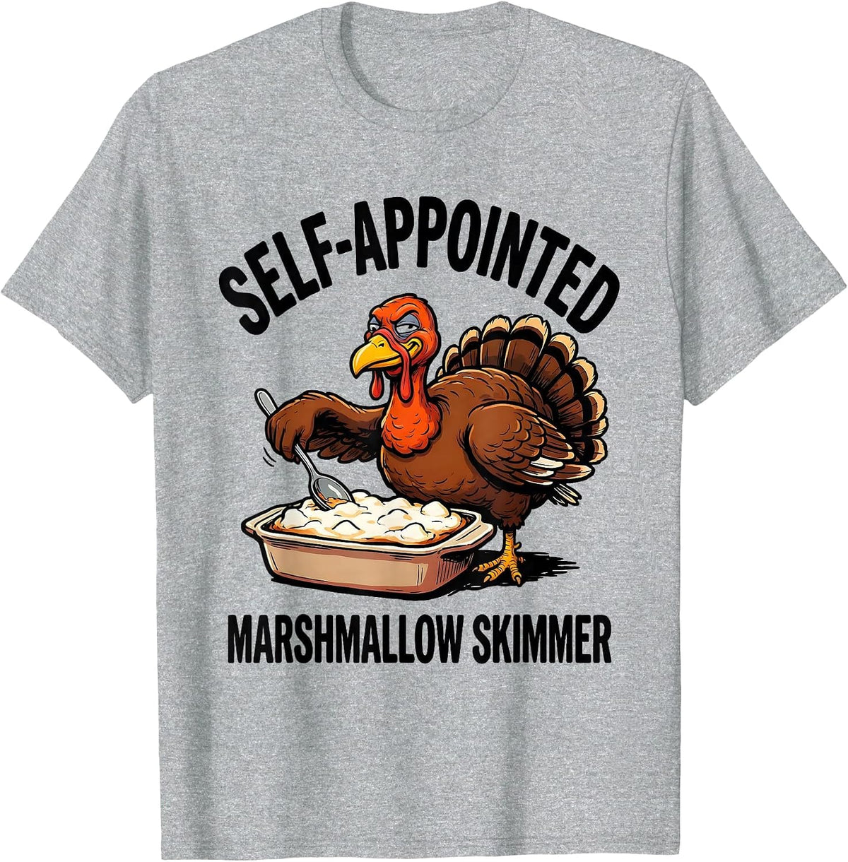 Men's Self-Appointed Marshmallow Skimmer Funny Thanksgiving Family T-Shirt - Heather Grey