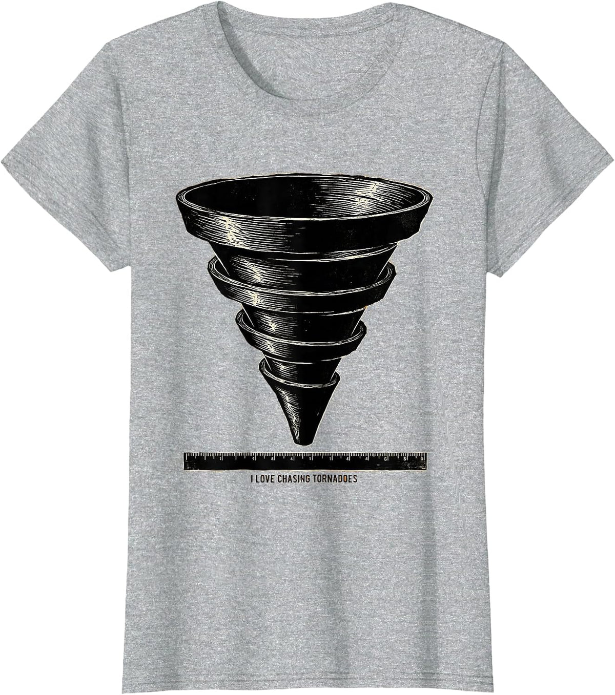 I Love Chasing Tornadoes Linocut Storm Chaser Meteorology T-Shirt - Heather Grey