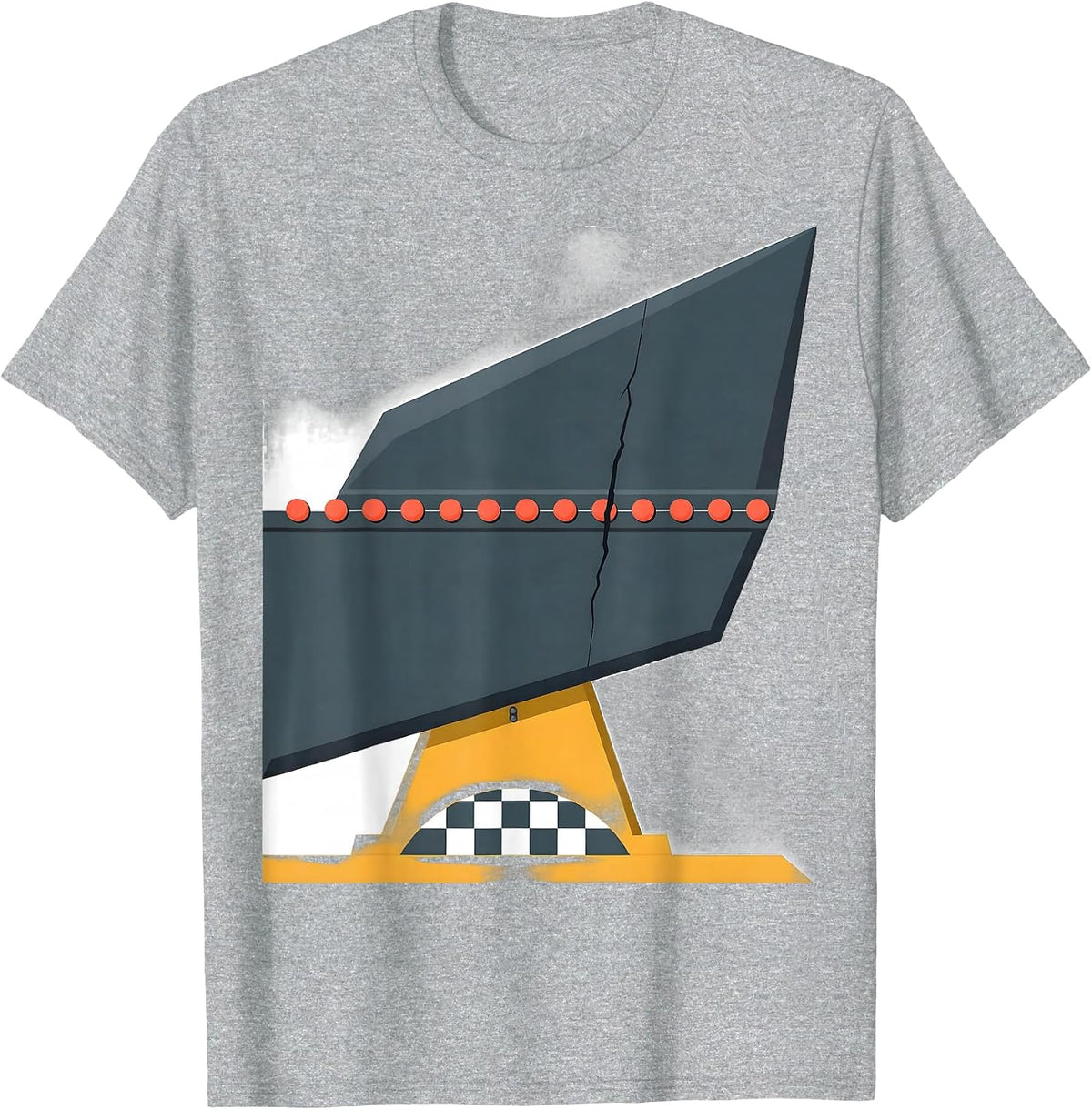 Men's Sprint-Car Wing Flat Vector Racing Enthusiast Humor T-Shirt - Heather Grey