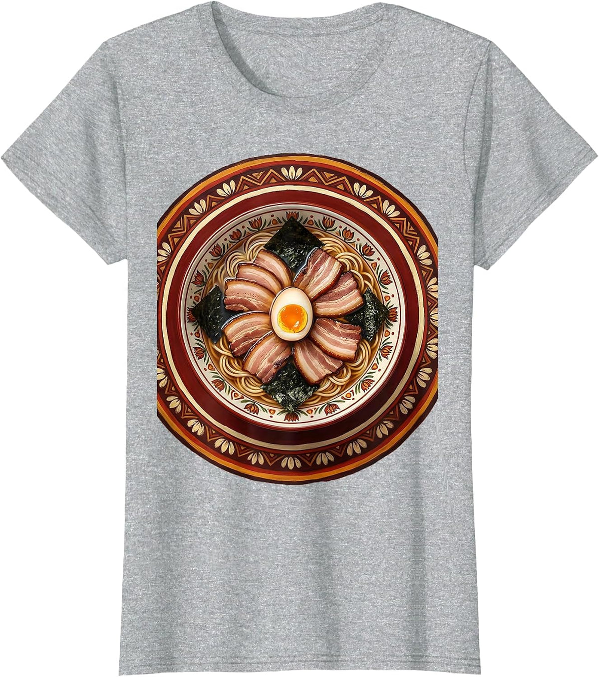 Women's Steaming Ramen Bowl Overhead View Graphic T-Shirt - Heather Grey