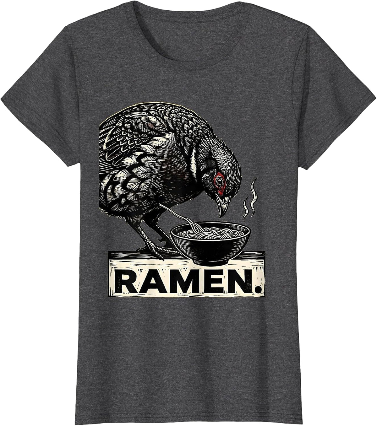 Women's Ramen Japanese Quail Kawaii Anime Animal Food Lover T-Shirt - Dark Heather Grey