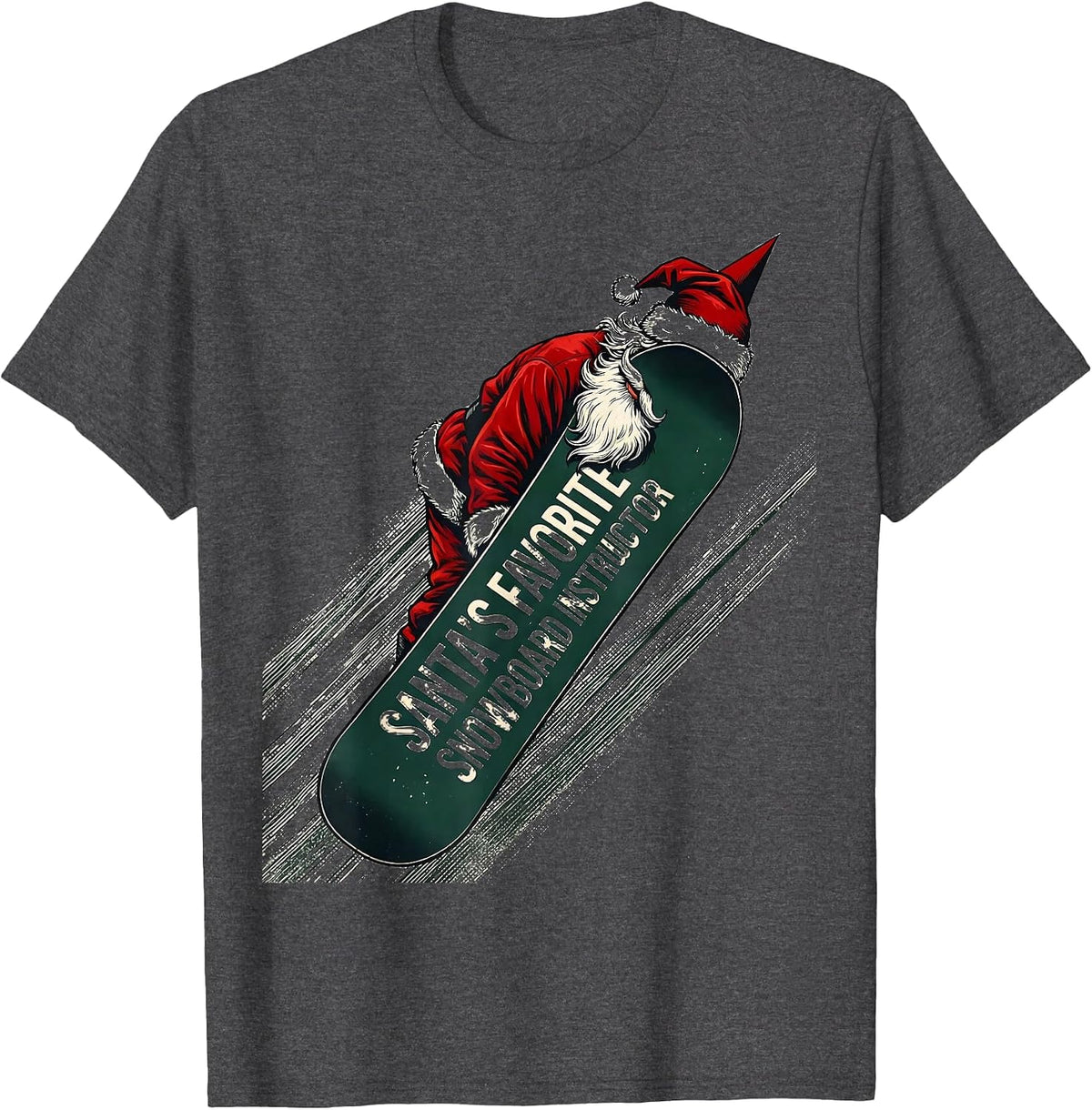 Men's Santa's Favorite Snowboard Instructor Funny Snowboarder T-Shirt - Dark Heather Grey