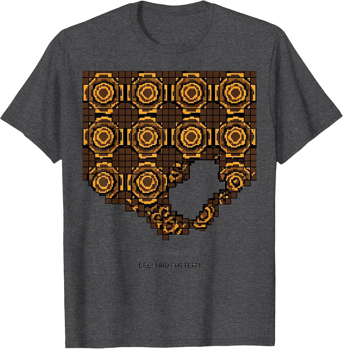 Leopard Pattern Pixel Art Cheetah Print Casual T-Shirt - Dark Heather Grey
