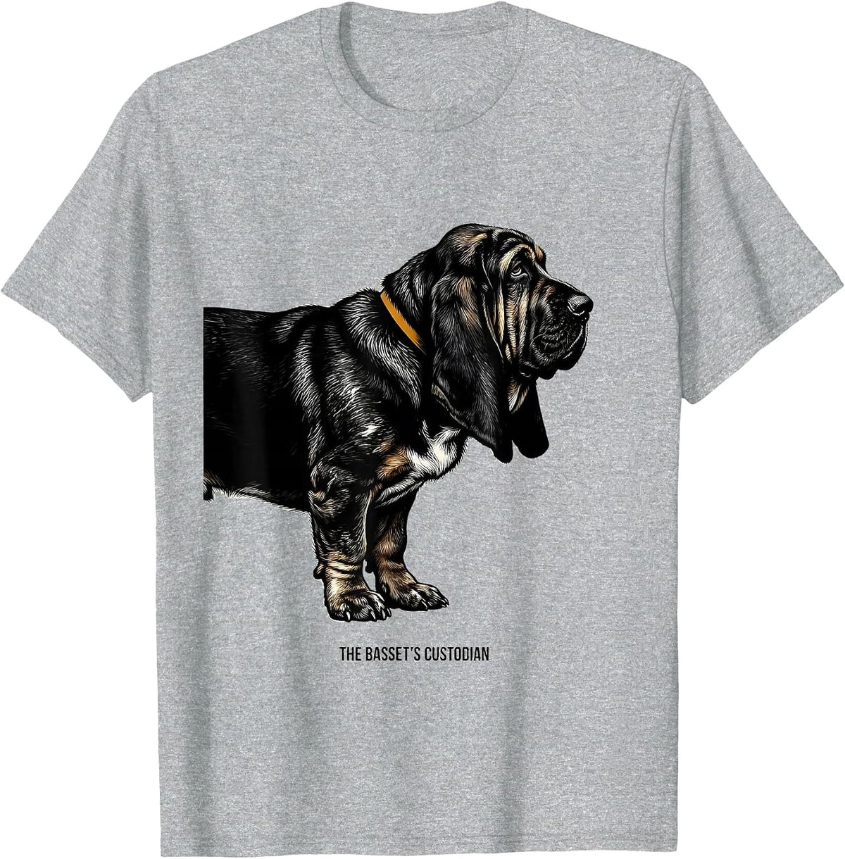 Men's The Basset's Custodian Funny Basset Hound Owner Dog Lover T-Shirt - Heather Grey