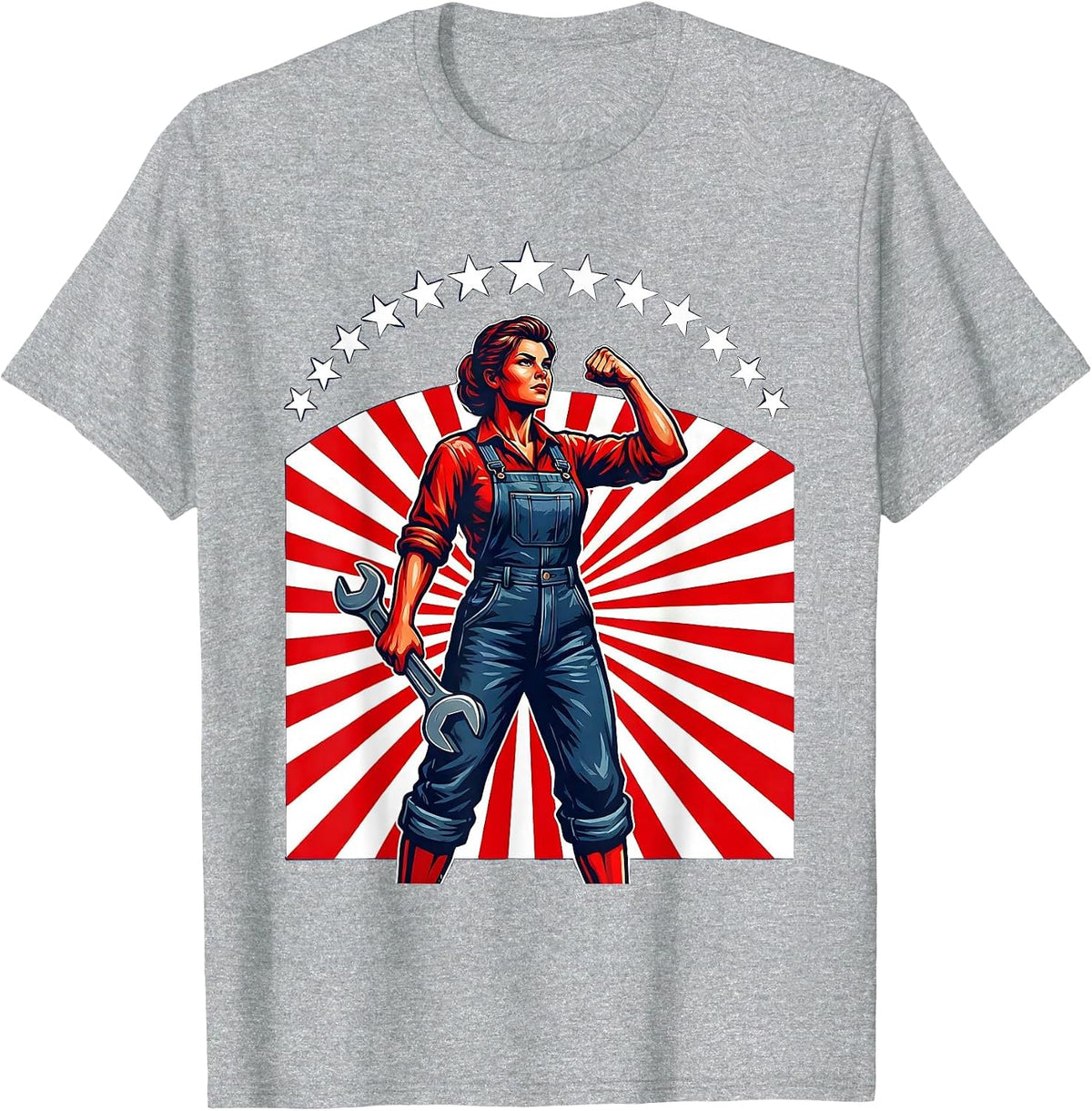 Men's Rosie the Riveter Wrench Graphic Tee T-Shirt - Heather Grey